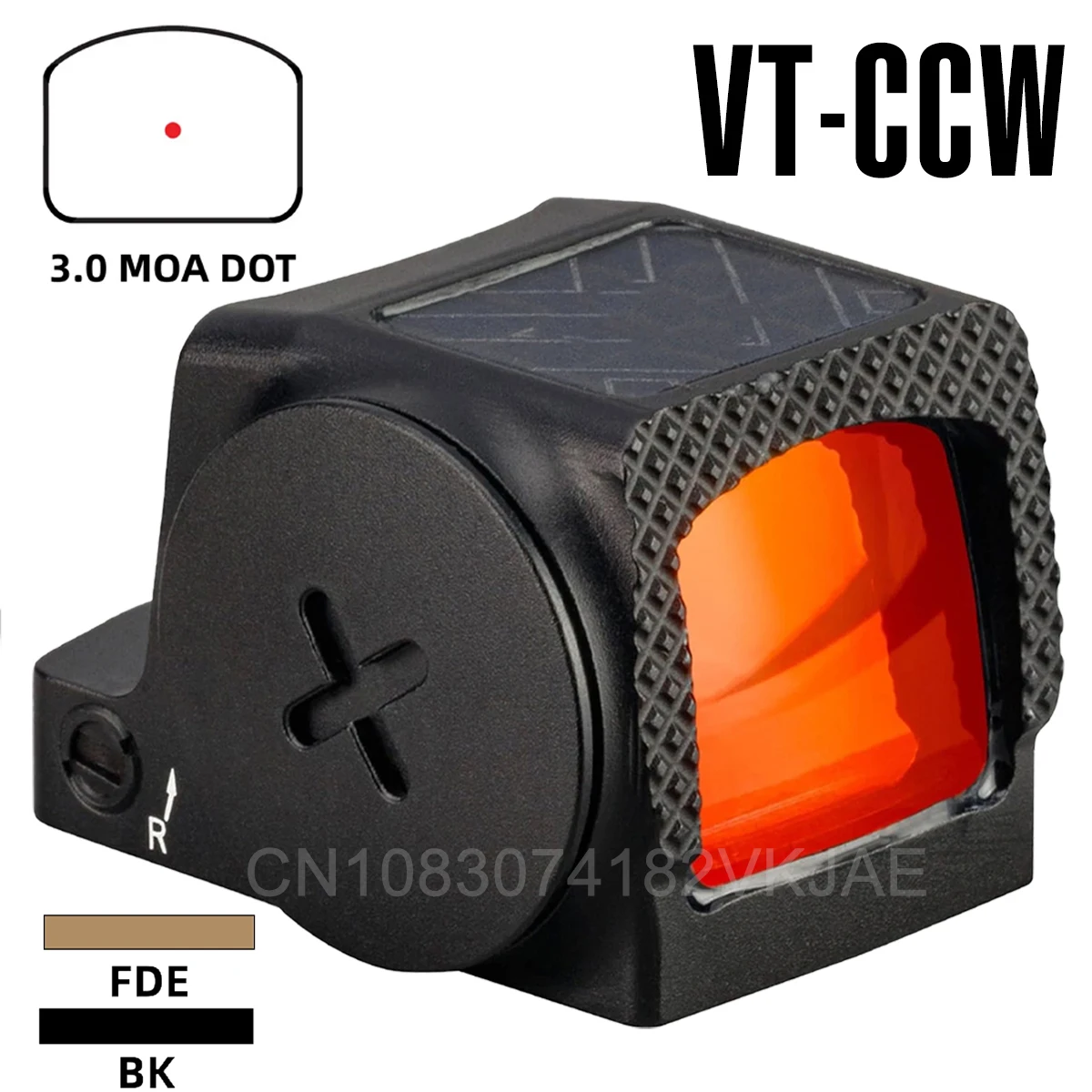VT-CCW Enclosed Solar Red Dot Sight 3 MOA Optics Reflex Scope for RMSc Footprint Mounting and 20mm Picatinny Mount  Rifle Scope