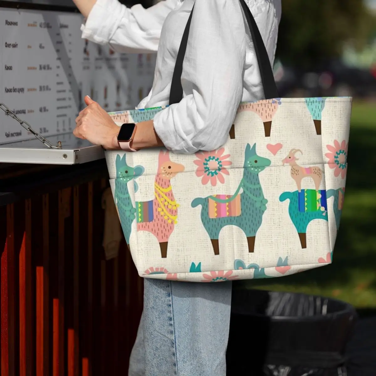 Llama Alpaca Animal Beach Tote Bag Sport Gym Yoga Duffle Large Tote Bag Women Travel Bag Fitness bag