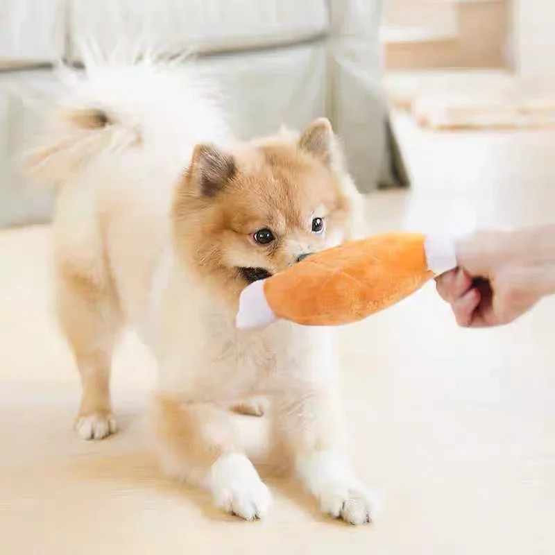 Pet Dog Cat Fleece Chicken Legs Plush Toys Dog Toys Squeak Chew Sound Toy Fit For Small And Medium Pet Dog Durability Plush