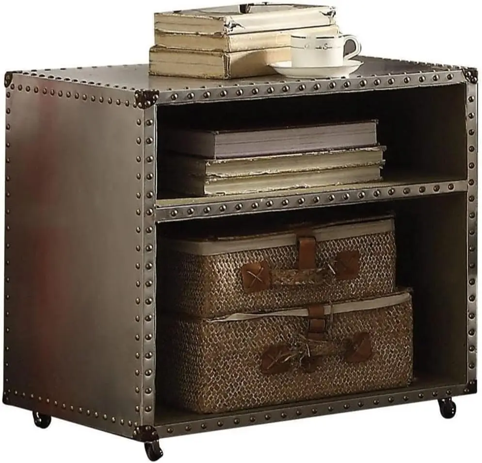 Acme brenaster Nightstand dengan Nailhead Trim dalam abu-abu