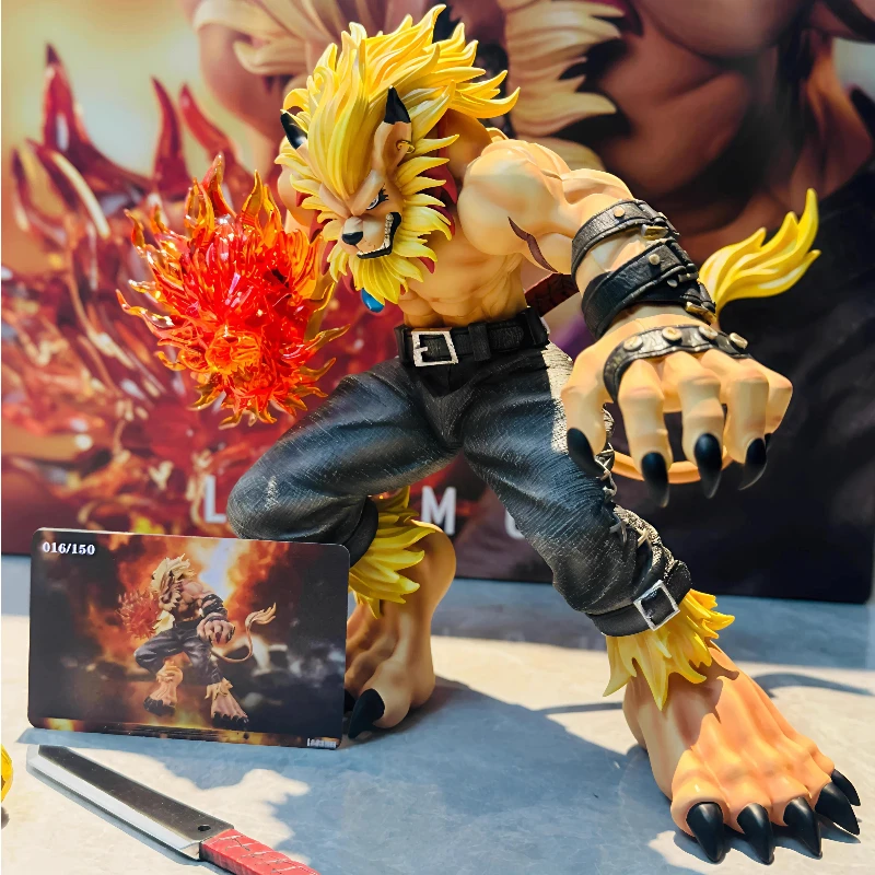 

21-сантиметровая статуэтка Digimon Leomon Battle Form GK с эффектом пламени, окрашенная, для декора рабочего стола, подарок для фанатов аниме