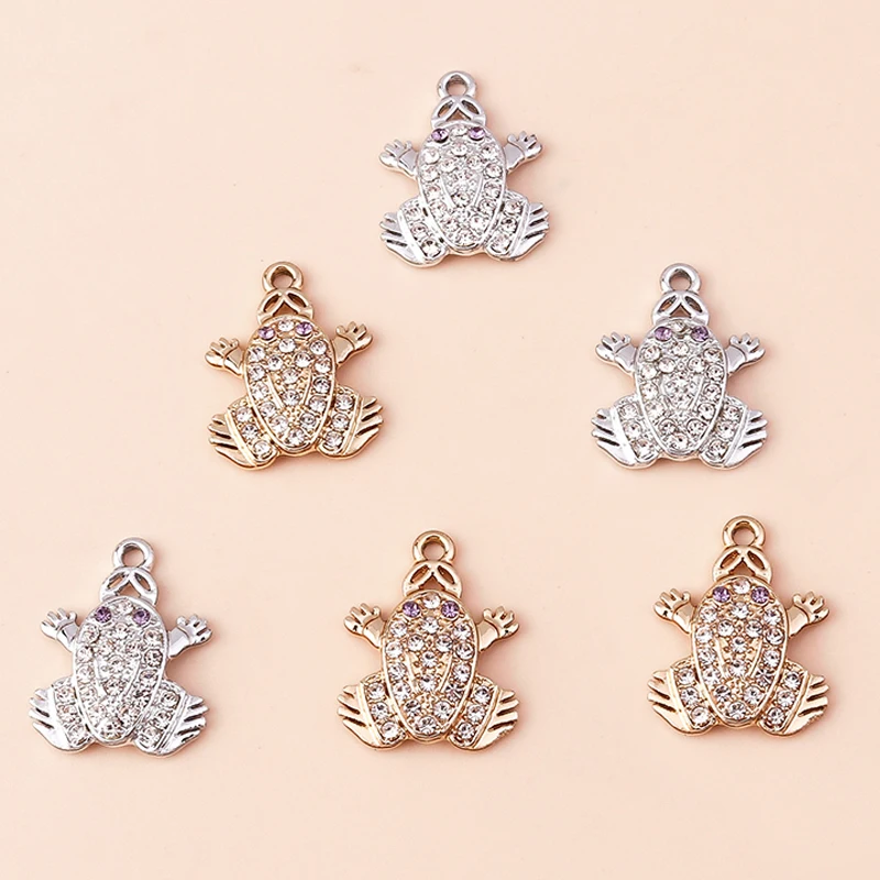Leslie 10 Stück 17 x 22 mm niedliche Kristall-Glücksfrosch-Anhänger für zarte Ohrringe, Halsketten, Armbänder, handgefertigte DIY-Schmuckgeschenke – Detail 6