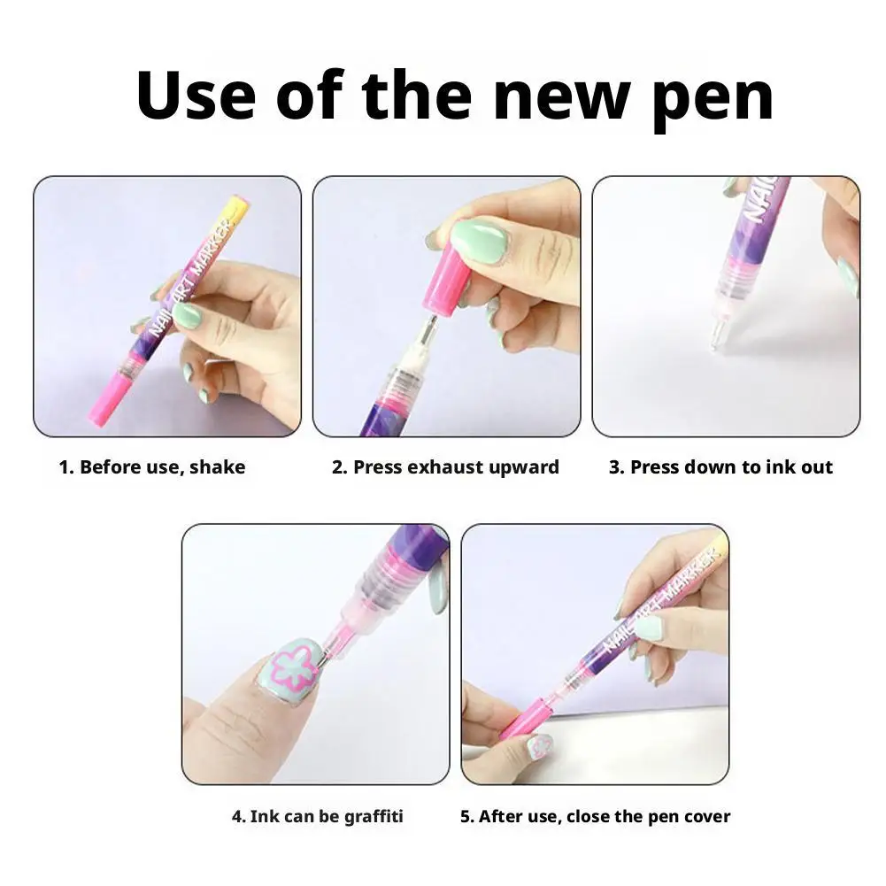 ชุดปากกาเพ้นท์เล็บ 12 สี สำหรับวาดลายเพ้นท์เล็บ ปากกาไลเนอร์สำหรับเจลทำเล็บ อุปกรณ์ทำเล็บ ปากกาจุดลายกราฟฟิตี แปรงแต่งเล็บ DIY