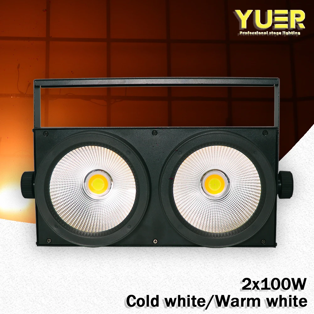 Blinder 2X100W LED 2IN1 COB Cool Warm White Lighting Flood Blinder Lighting DMX512 Stage Light for Wedding Party Bar Disco Bar