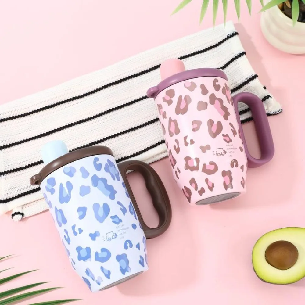 New Leopard Print Insulated Tumbler Insulated Portable Stainless Steel Tumbler with Handle and Straw 750ml Straw Tumbler Car Use