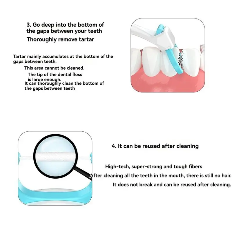 AB43-Electric Flosser 50 Replacement Heads Power Flosser And Electric Toothbrush For Home And Travel Rushing And Flossing White