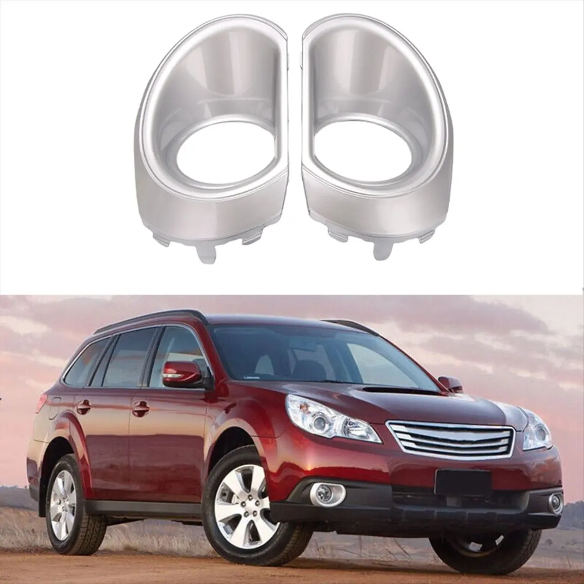 レガシィ2010-2014年モデル対応-車用フロントバンパーフォグライトカバー-シルバーカラー-フォグライトトリム-57731-aj490-57731-aj480