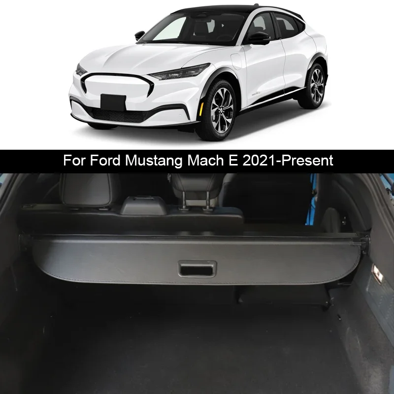 Car Rear Trunk Curtain Cover Canvas Rear Rack Partition Shelter Storage For Ford Mustang Mach E 2021-2025 Internal Accessories