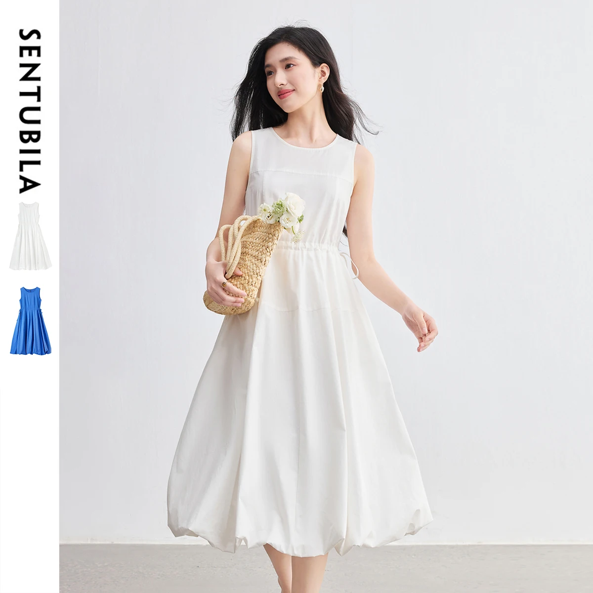 

SENTUBILA Women's Korean Style Summer Sleeveless Cotton Dress 2025 New Collection One Piece Summer Clothes Lad Dresses Q52LP8811