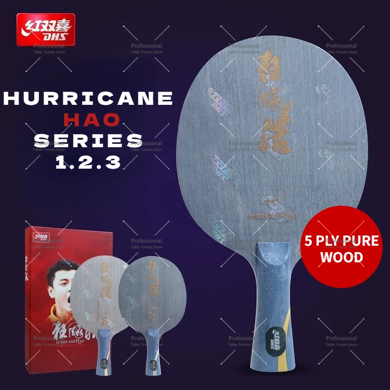 

Original DHS Hurricane Hao Table Tennis Blade Ping Pong Racket 5 Pure Wood Wang Hao National Team bat Quick Attack Arc Circle