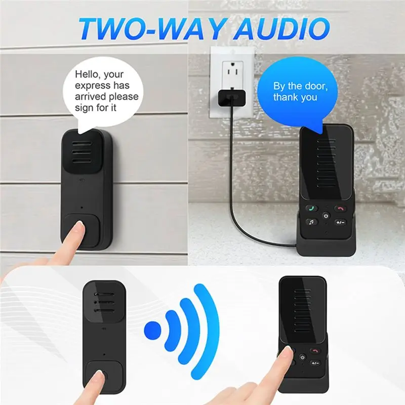 [NEW!A08R】 Wireless Doorbell Two-Way Audio Doorbell Household Use Long Distance One Button Pager With6 Ringtones