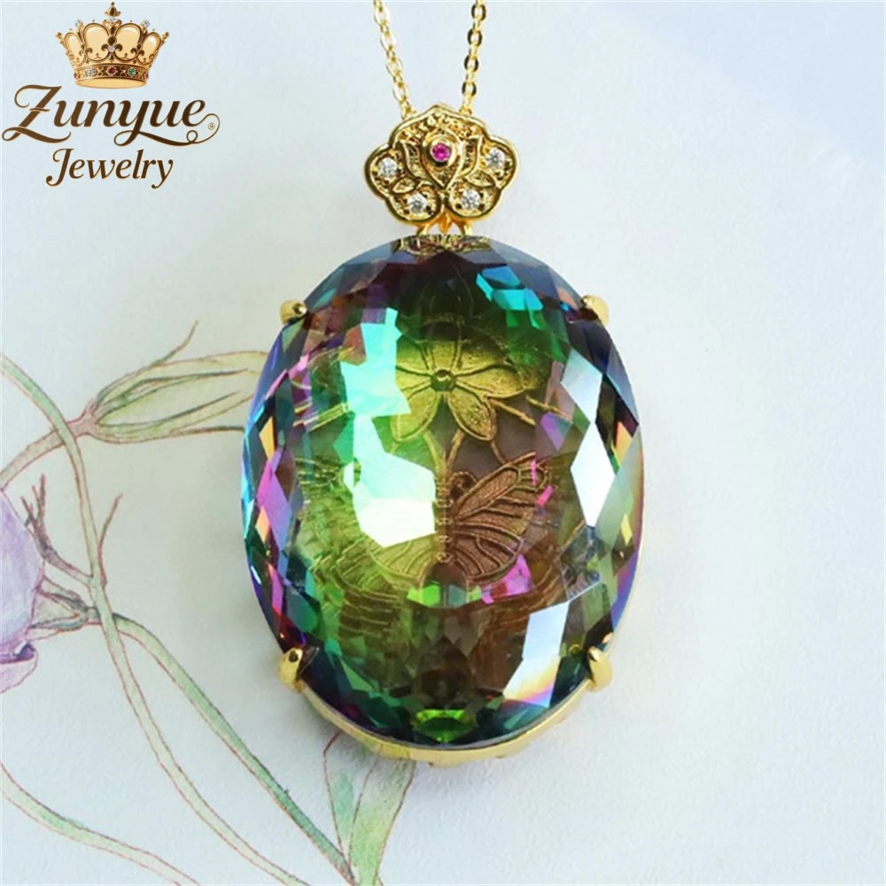 

High-End Colorful Oval Glass Pigeon Egg Pendant Luxury Quality Fashion Fine Jewelry Exquisite Elegant Popular Charms Young Gift