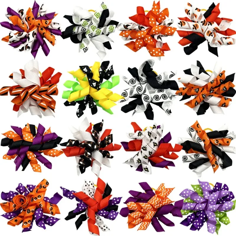 

50/100pcs Dog Bows Halloween Accessories Pet Dog Hair Bows Rubber Bands Grooming Supplies Small Dog Bows