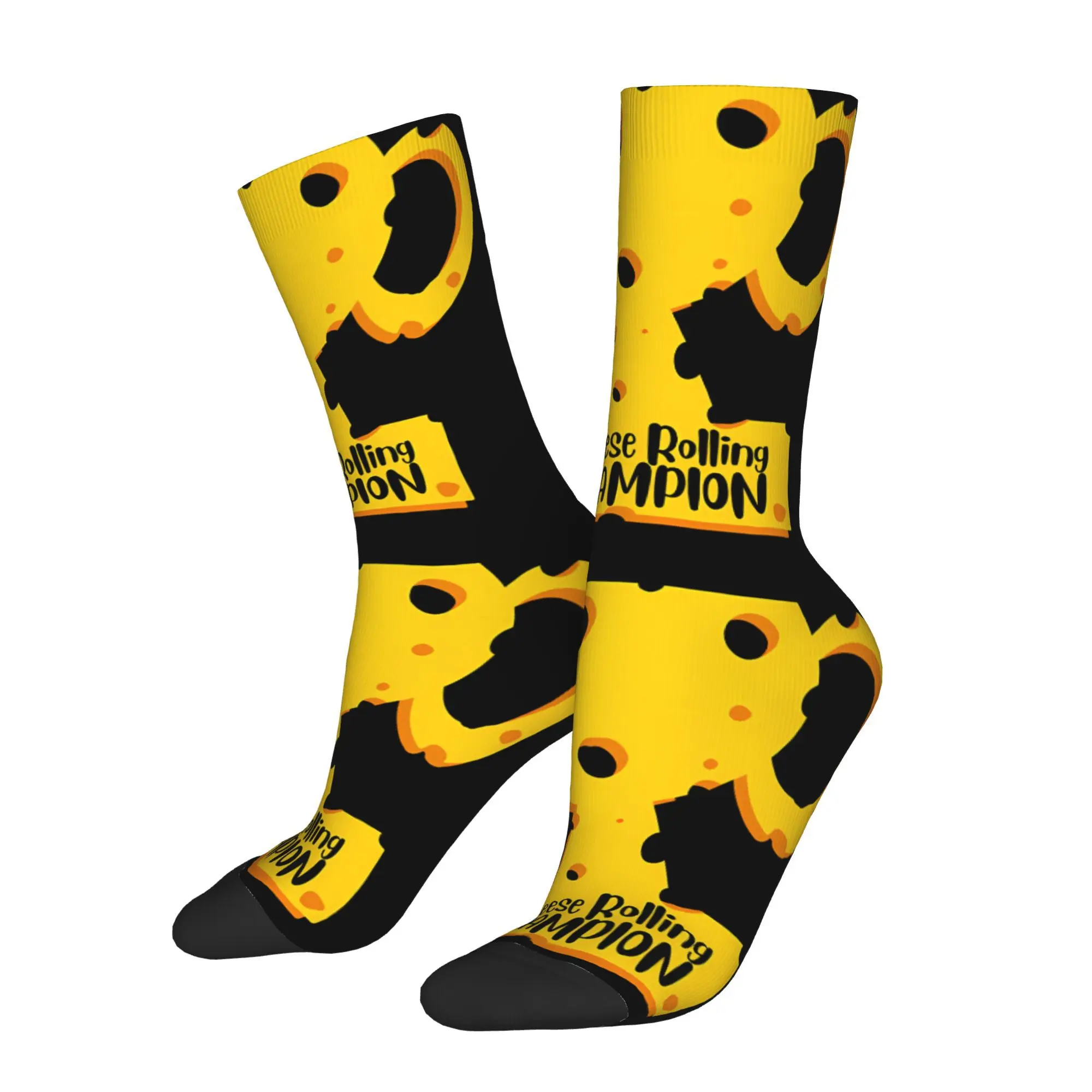 

Funny Men's Socks Cheese Rolling Champion Retro Harajuku Novelty Crew Sock Gift Pattern Printed
