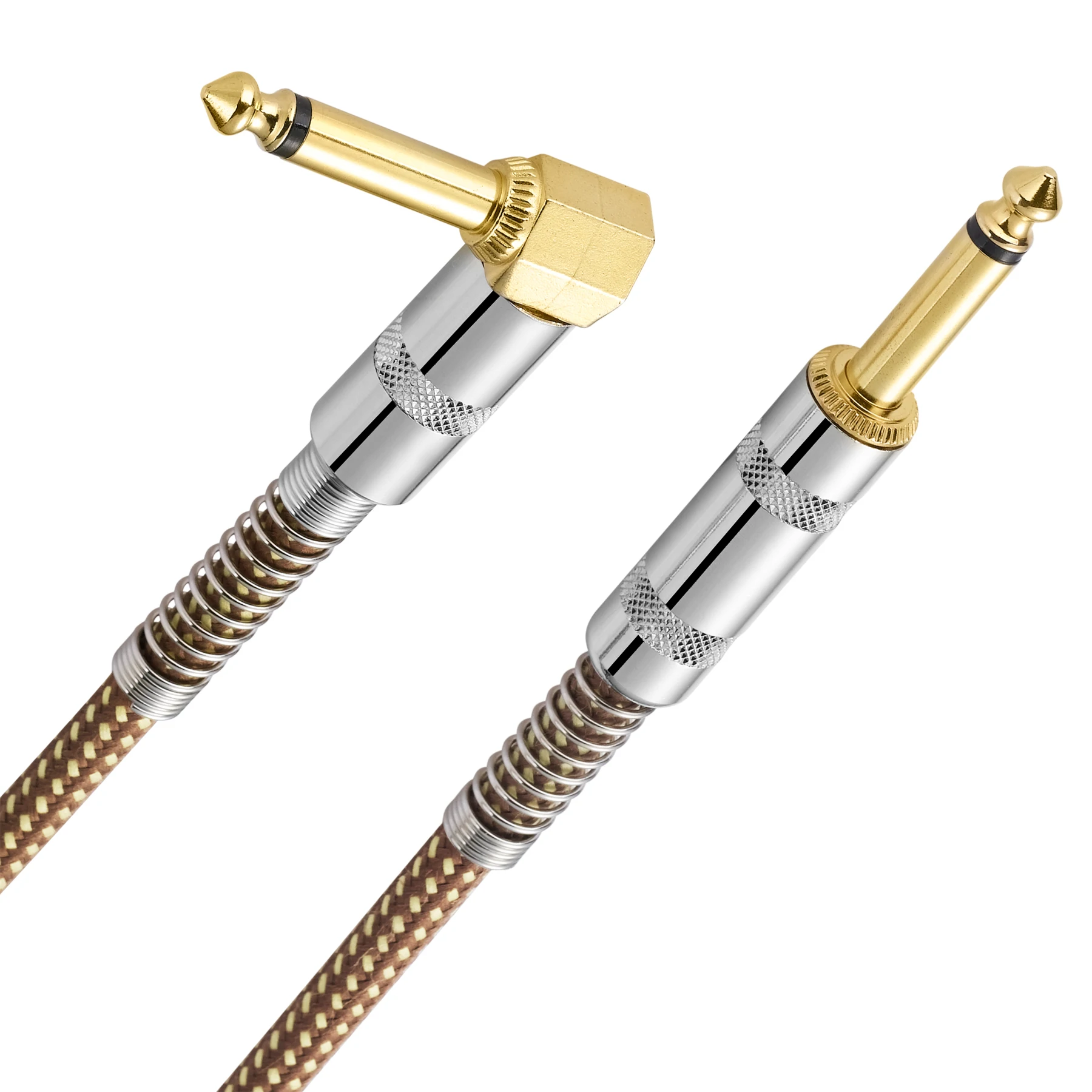 Bochara pleciony 1/4 \'\'Jack 90 stopni 6.5mm do 6.5mm Audio Mono kabel pozłacany na gitarę elektryczną wzmacniacz miksujący 1.5m 3m 5m