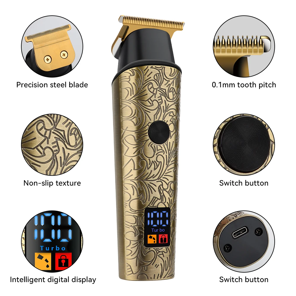 Professional Hair Clippers Cordless Electric Hair Trimmer Shaving Machine Cool Design Cutting Barbe