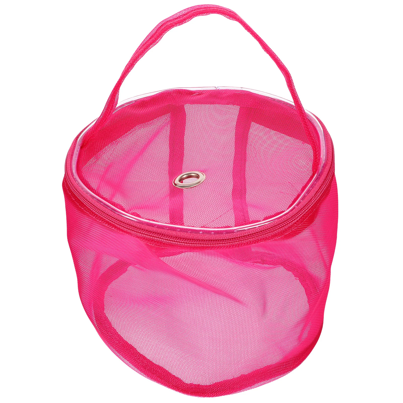 دلو تخزين الغزل حقيبة كروشيه منظم الحياكة حقيبة محمولة مع مقابض شبكية حقيبة تخزين كروشيه وردية خفيفة الوزن