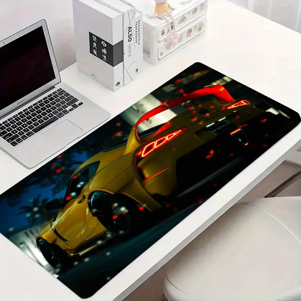 

Большой игровой коврик для мыши XXL, холодный желтый коврик для мыши в стиле спортивного автомобиля, аксессуары для ноутбуков, подходит для офиса и домашнего использования
