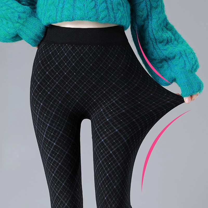 Korean Fashion Woman Clothing Plaid Leggings Spring Autumn Skinny Sexy Elastic High Waist Slim Casual Female Black Pencil Pants