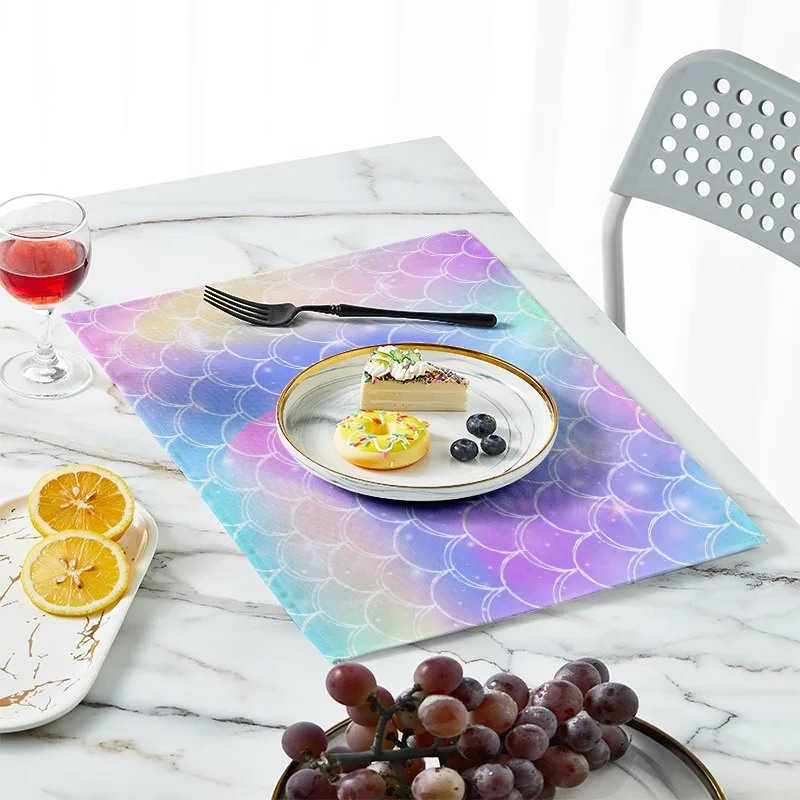 Cartoon Unicorn Dining Tablemat Washable Kitchen Bar Table Decoration Heat-Resistant Wine Glass Plate Pad Kids Cute Placemat