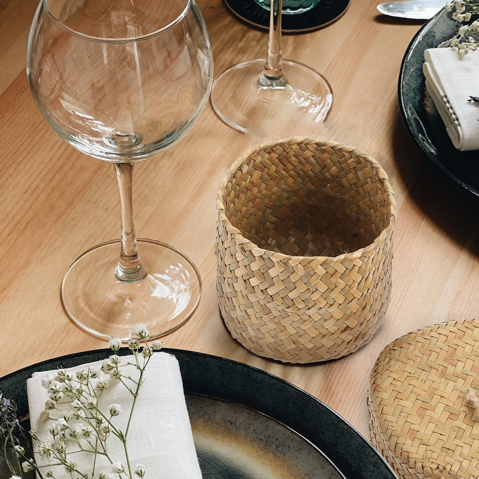 المنسوجة زهرة اليدوية تخزين سلة زهور صغيرة للمنزل ديكور هدية التعبئة والتغليف أشتات المنظم سلة صغيرة