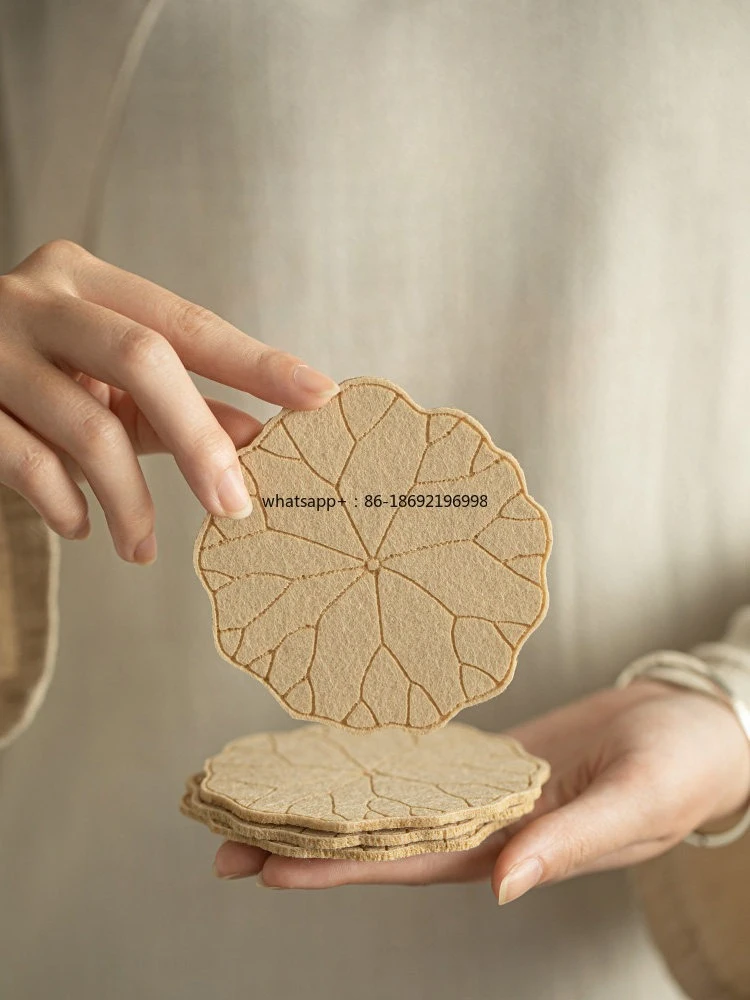 Chinese Zen Tea Party Lotus Leaf Felt Pad Coaster Set Retro Insulation Pad Creative Pot Bearing Tea Ceremony Accessories