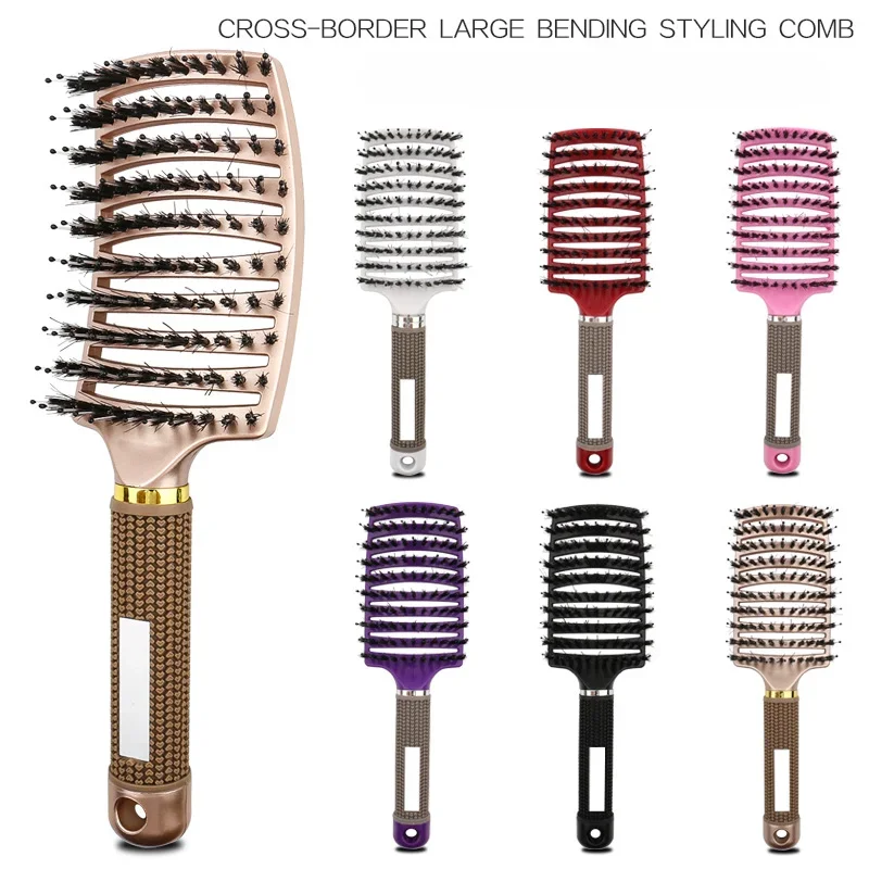 Women Hair Brush Hair Comb Detangling Hair Brushes Bristle&Nylon Scalp Massage Comb Wet Curly Hairdressing Barber Styling Tools