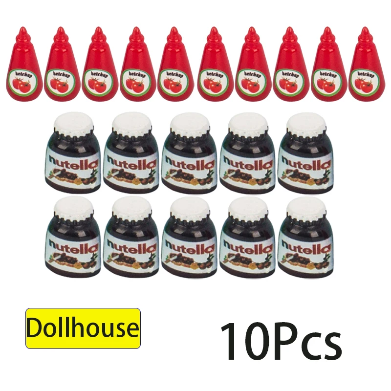 

10 шт./компл. 1:12 кукольный домик миниатюрная еда мини томатный соус ледяной йогурт куклы кухонная игрушка украшение дисплей подарочная игрушка
