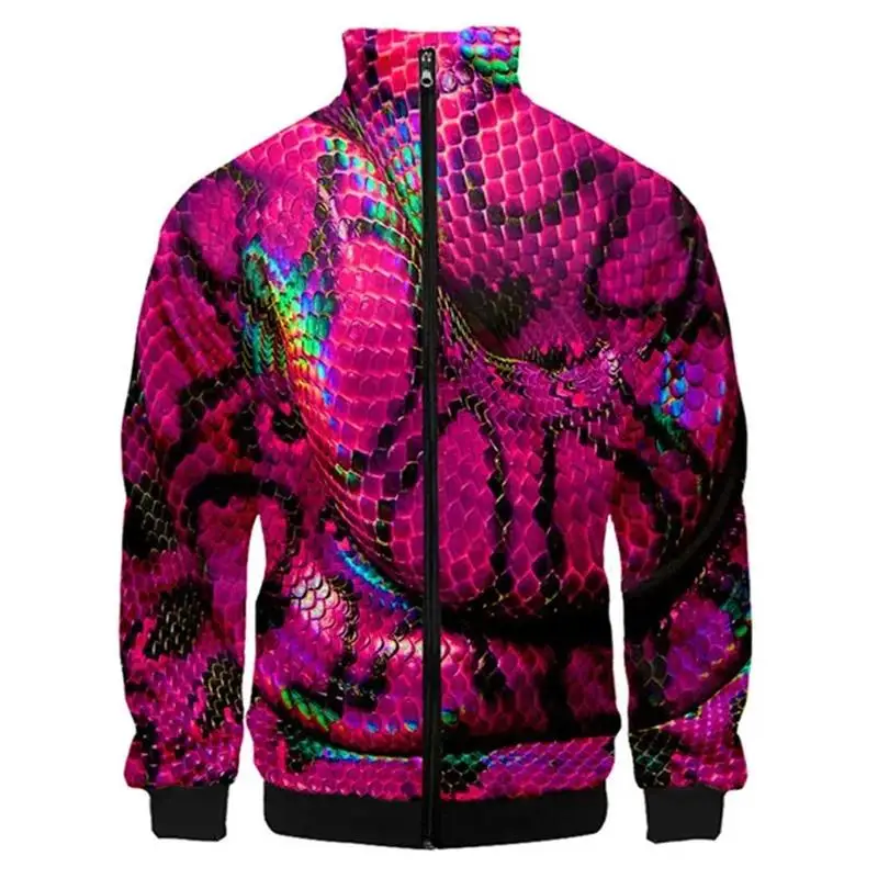 New Leopard Pattern 3D Jacket Men Women Harajuku Hip Hop New Style Hoodie Casual Stand Collar Zipper Sweatshirt Coat Hombre Ropa