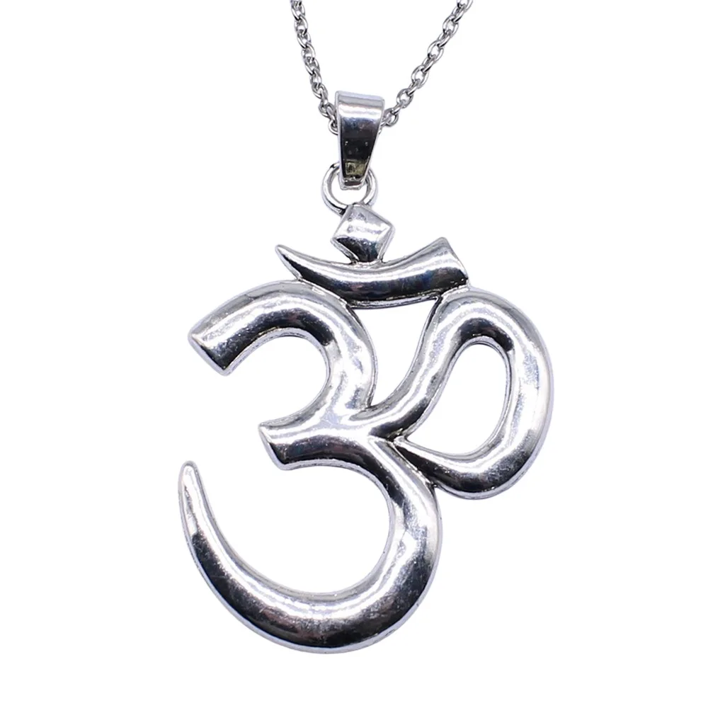 2 Colors 75x56mm Large Om Yoga Symbol Pendant Necklace For Women Men Long Chain Necklace Jewelry Accessories