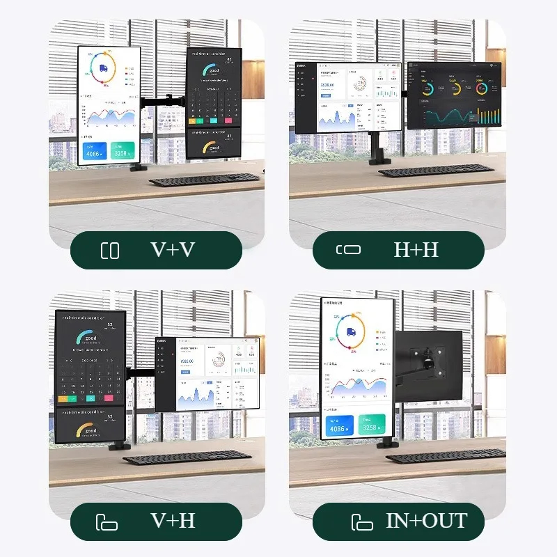 Image 4: Support réglable pour support de bureau pour double moniteur