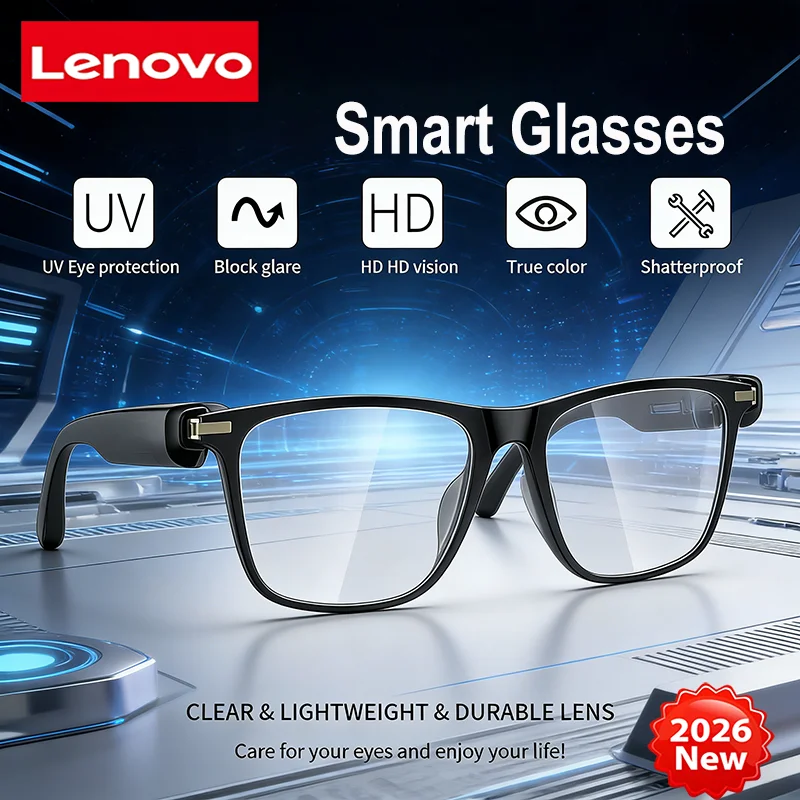

Умные очки Lenovo с искусственным интеллектом, Bluetooth, шумоподавлением, функцией перевода, технологией фильтрации синего света, для мужчин и женщин, подарок