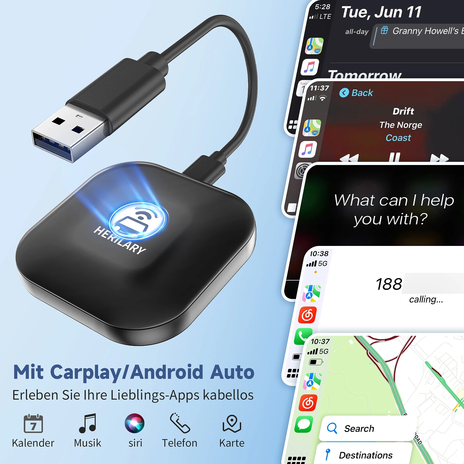 Leranda C1S Wireless Carplay Adapter/Android Auto Box /Wireless Car Dongle For IOS CarPlay Android Auto with Netflix Youtube