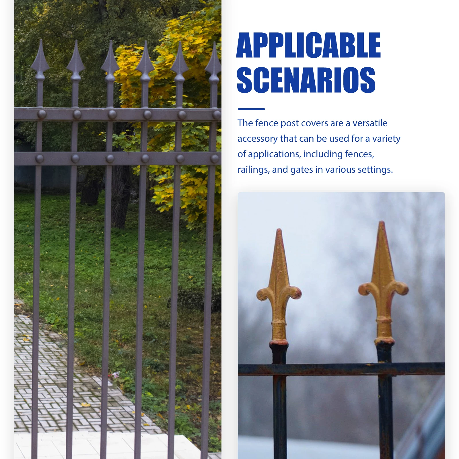 4pcs Spearhead Iron Flower Accessories 118 Hollow Steel Fence Post Caps Repair Cover Wood Finials Gate Decorative
