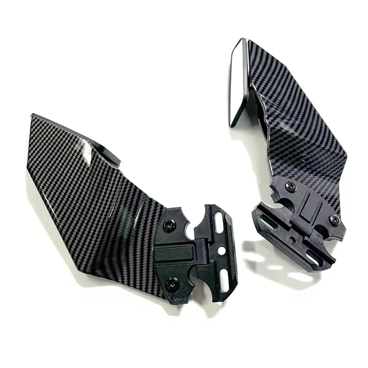 A23Z 1 Pair Carbon Fiber Color Adjustable Side Wing Spoiler Fairing with Rear View Mirrors for