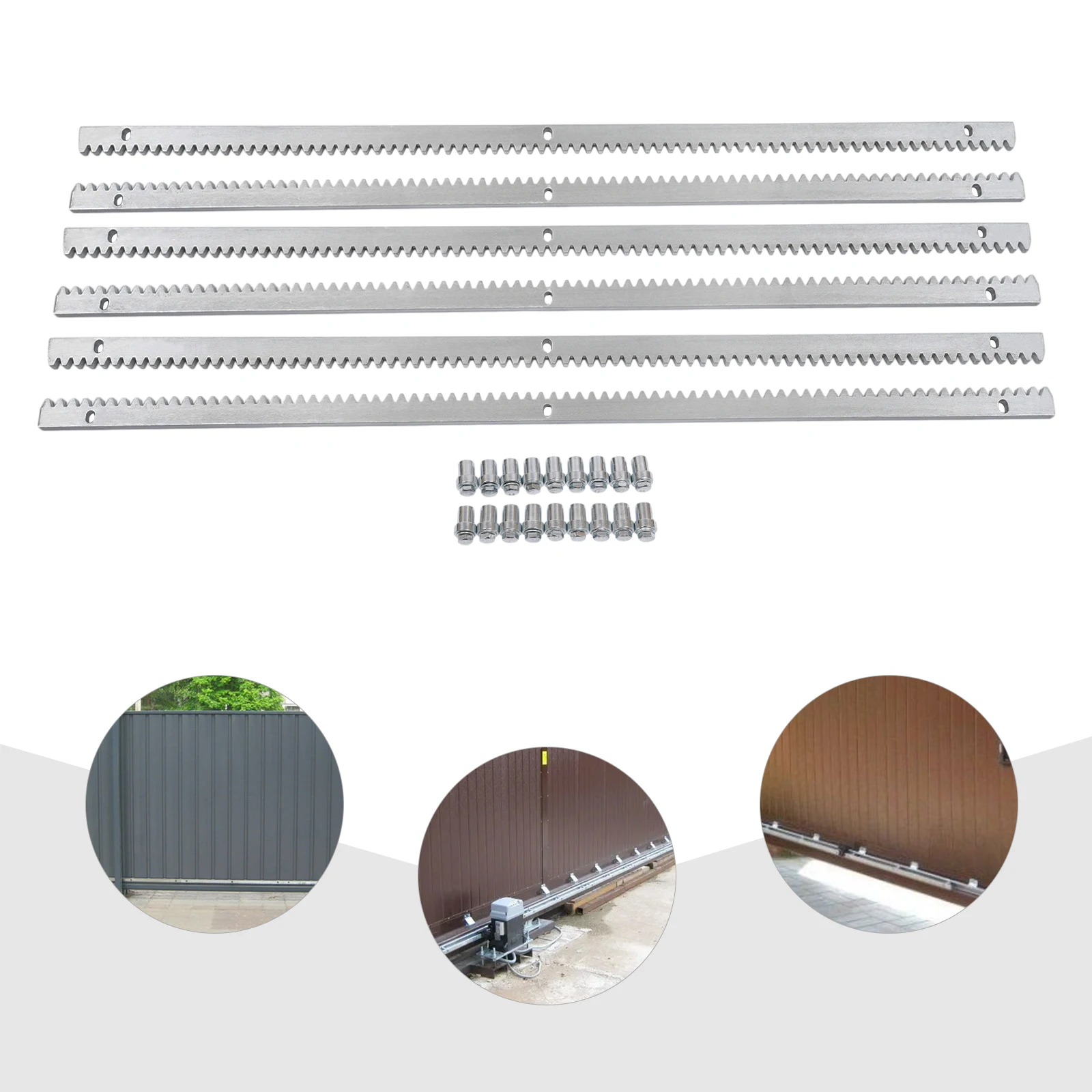 6 قطع 1 متر/3.28 قدم رفوف تروس فولاذية مثبتة على الباب لمعظم الأبواب المنزلقة والأبواب المنزلقة الخطية للفيلات والقصور والحدائق