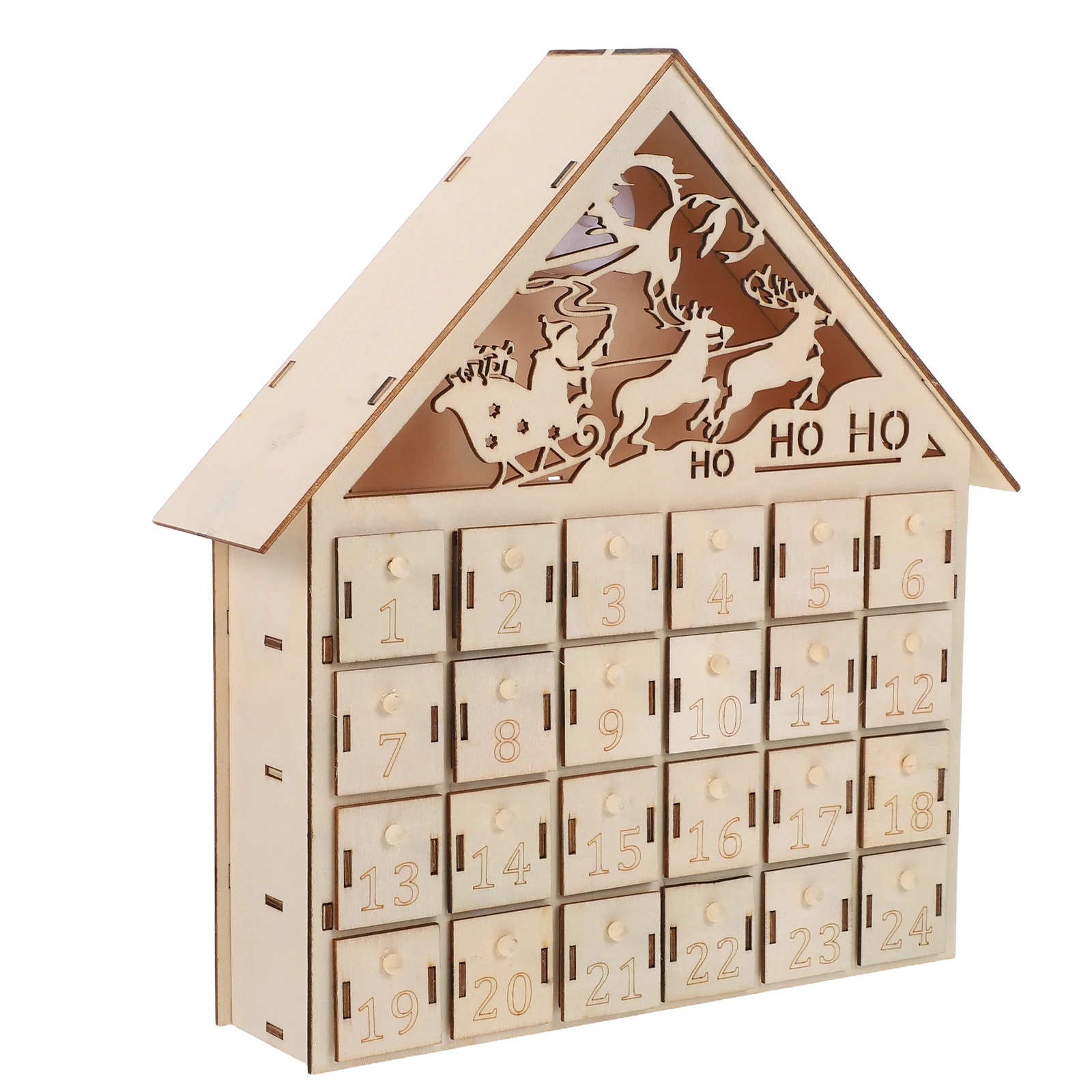 

24-Day Christmas Advent Calendar 2025 Wooden Led Lighted Countdown With 24 Drawers Reusable Fillable Holiday Decor For Tabletop