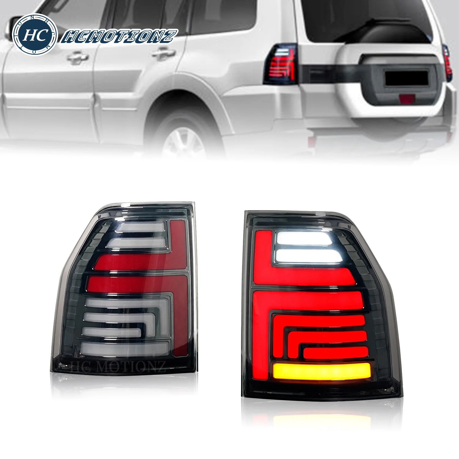 

HCMOTIONZ DRL Start up Animation Car Back Lamp Assembly Shogun Montero V80 5 Door 2006-2021 LED Tail Light for Mitsubishi Pajero