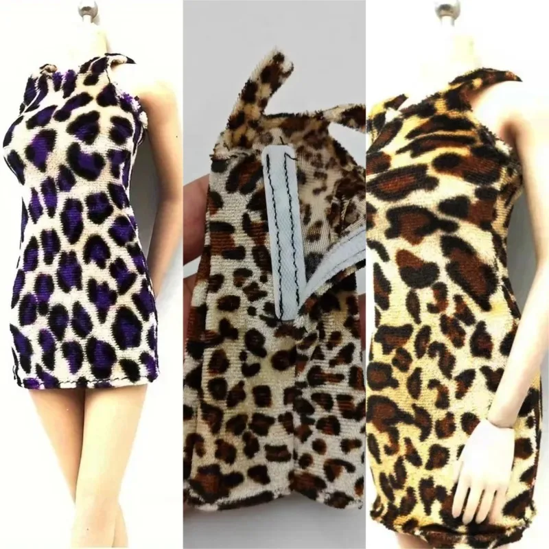 

1/6 Scale Leopard Print Skirt Female Soldier Short Sleeve Clothes Model for 12in Action Figure Doll