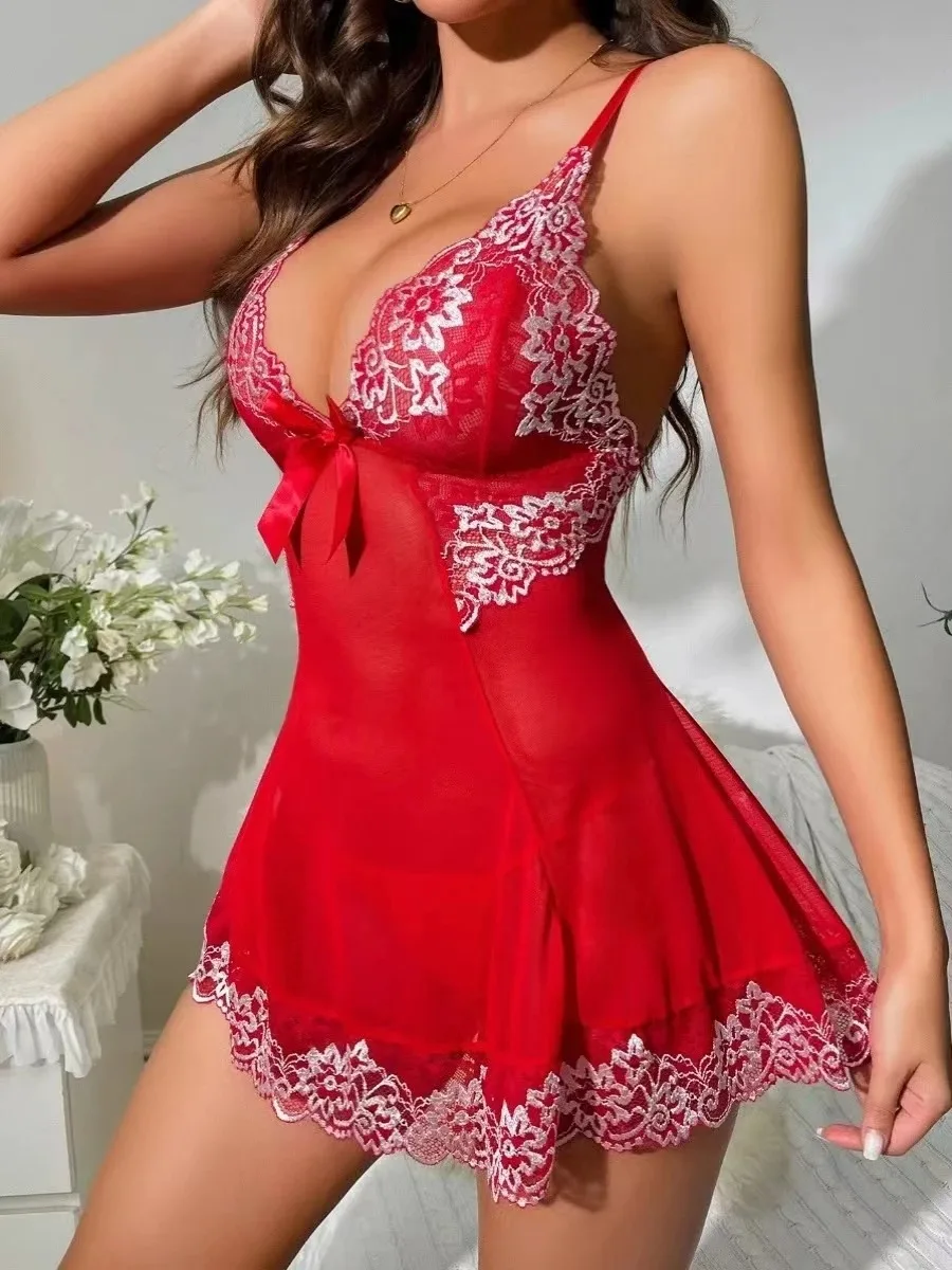 Nuovi abiti esotici Biancheria intima sexy Camicia da notte Pigiama uniforme cavo Vedi attraverso il vestito trasparente Lingerie Abito senza schienale