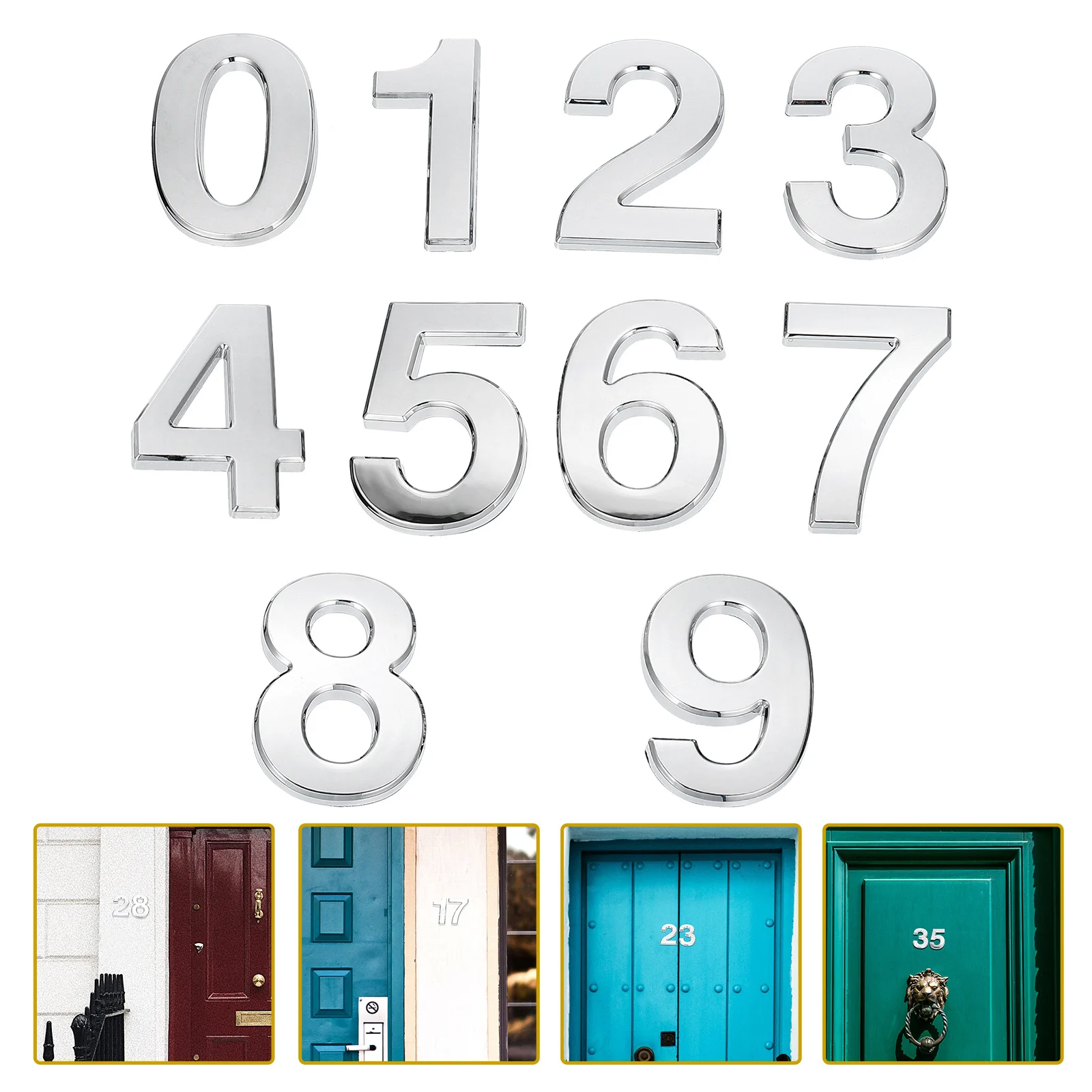 

10pcs 0-9 Adhesive House Numbers Waterproof Outdoor Door Number For Apartment Mailbox Hotel Front Yard Garden Sign Self-Adhesive