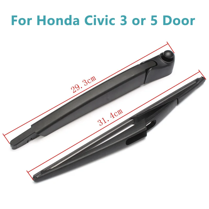 12“ Rear Wiper Clean Back Windshield Wiper Blade Arm Set fit for Honda Civic HatchbackHatchback 2001 2002 2003 2004 2005