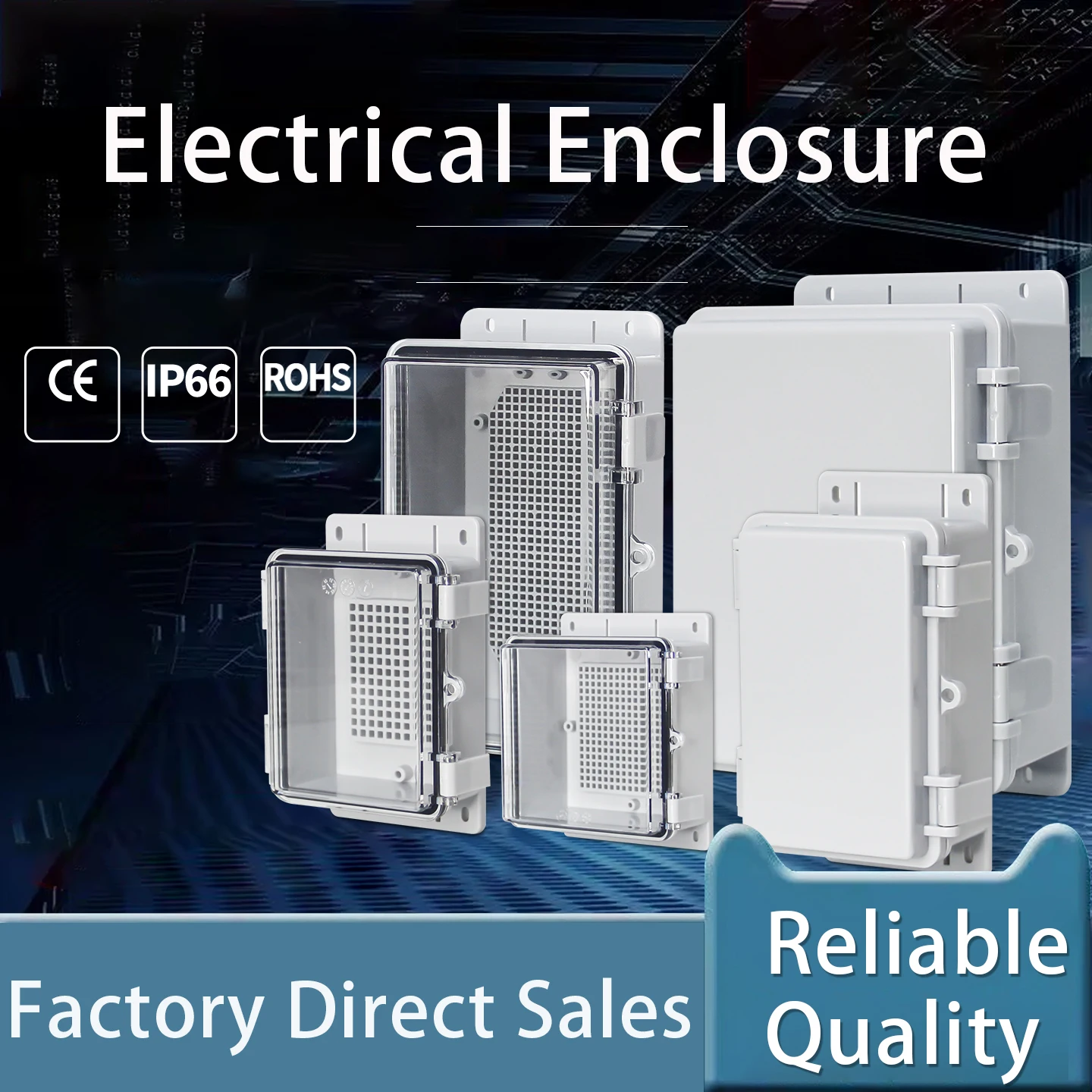 IP66 Waterproof Junction Box Enclosure ABS with Ears Hinge Buckle Electronic Power Distribution Box for Electrical Project