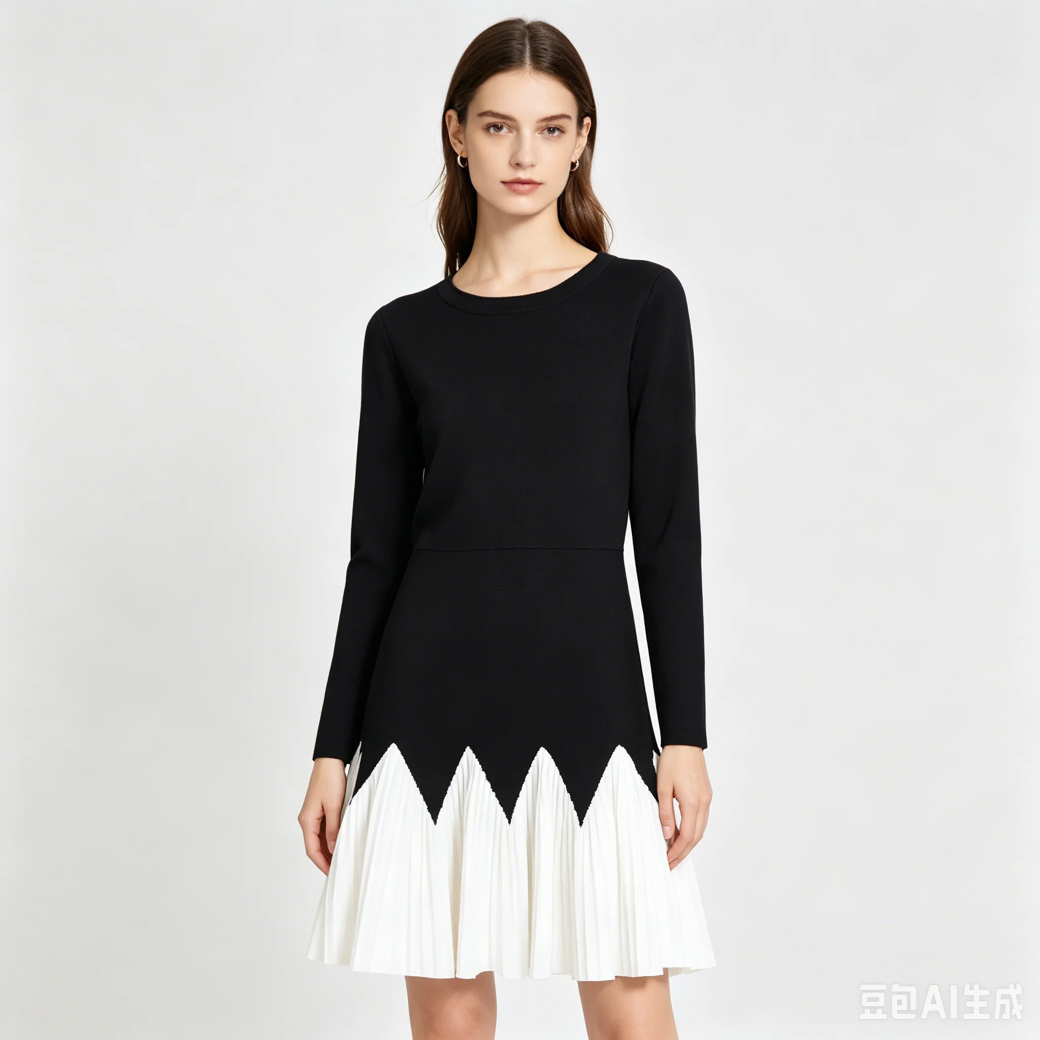 High Quality Autumn New Popular Knitted Slim Fit Sleeveless Short Style Color Blocked Pleated Women's Dress