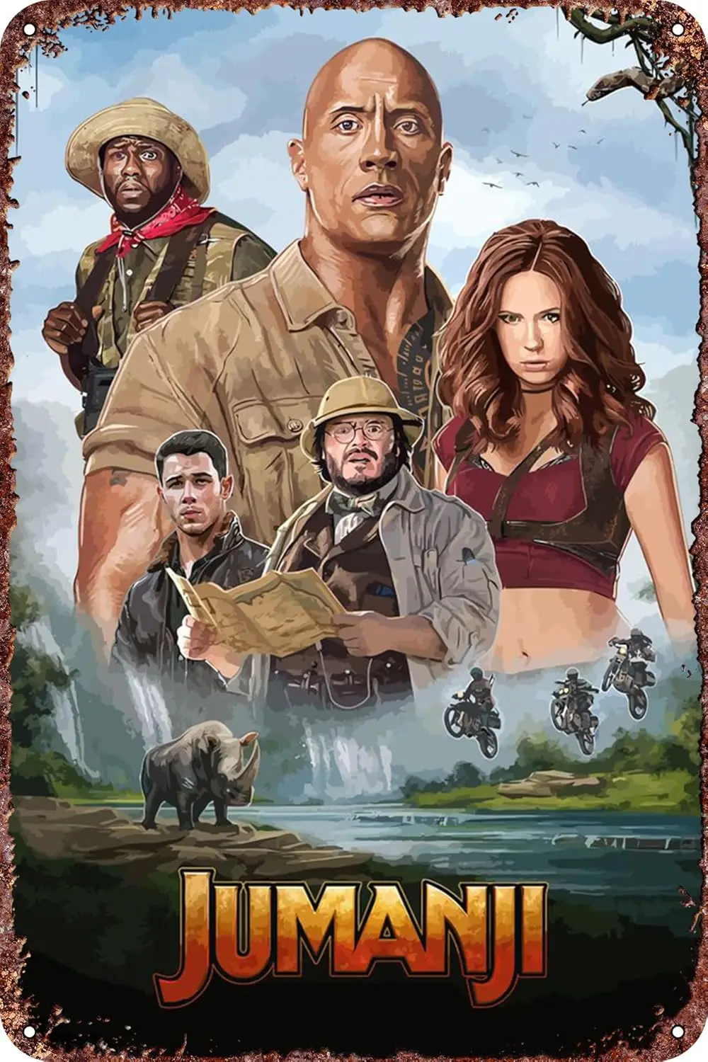 Jumanji معدن القصدير علامات خمر الفيلم المشارك رجل الكهف الحمام بار حديقة المطبخ جدار الفن هدية 8x12 بوصة #1