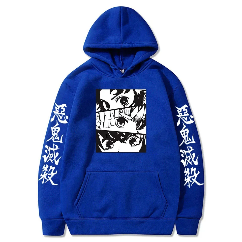 Hot Sale Japan Anime Demon Slayer Kamado Tanjirou Hoodies Fashion Cartoon Agatsuma Zenitsu Eyes Pullover Top Harajuku Sweatshirt