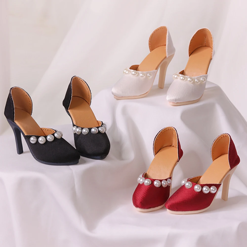 D09-P298 children handmade toy    1/3 as62 SD BJD Doll shoes black red Pearl shallow high-heeled shoes 1pair