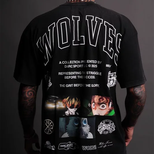 

Новинка 2025, мужская футболка American Sle Fitn Training ort Sve Top Wolf Head Collection, свободная посадка, дышащий хлопок