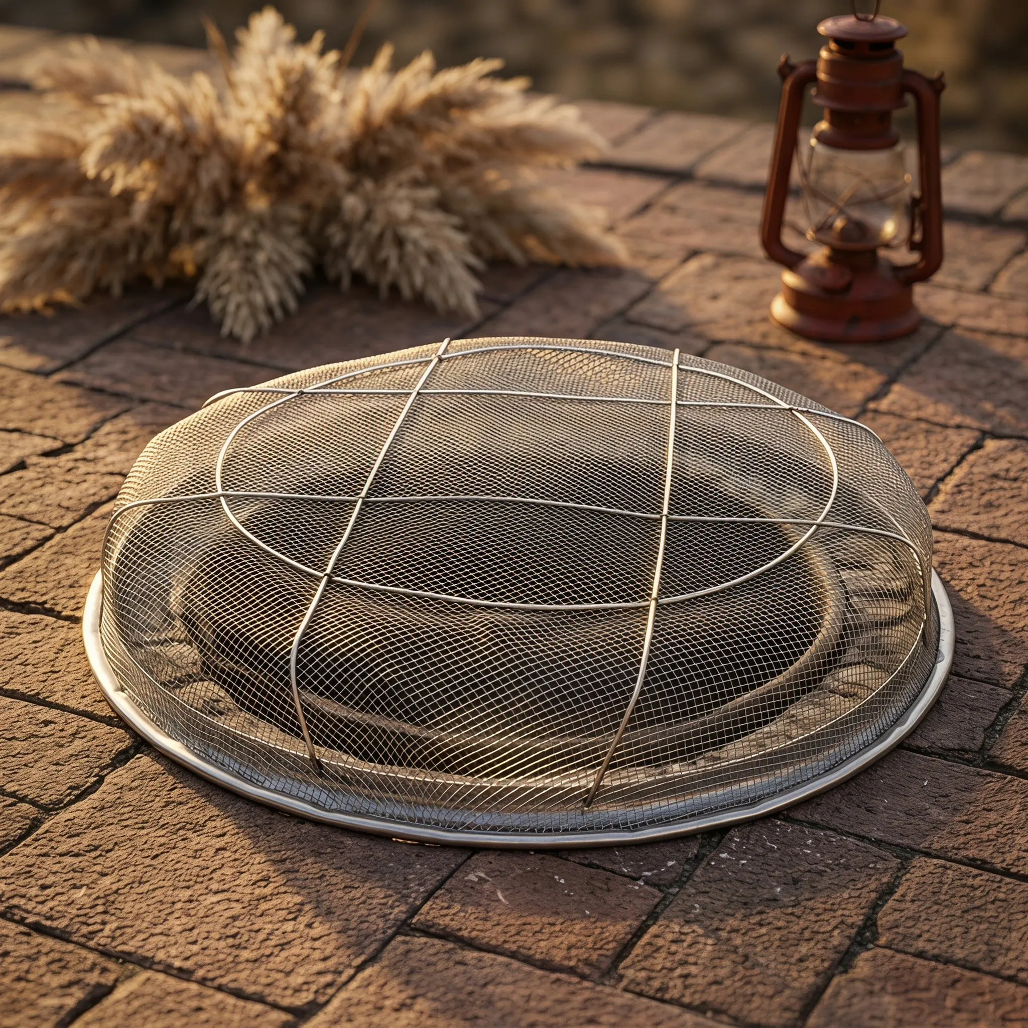 Fire Pit Spark Screen Cover Steel Mesh Fire Screen 16.5 Inch Round Fire Pit Guard Cover Outdoor Bonfire Snuffer Lid Shield Cover view 5