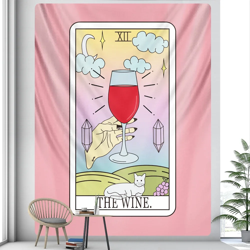 Wine glass drift bottle girl home decoration art tapestry bohemian decoration hippie sofa blanket background wall covering